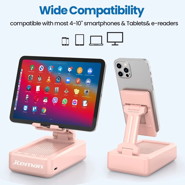 Alt view image 4 of 7 - Bluetooth Speaker with Cell Phone Stand,Gifts for Men Tech Gadgets Big Sound & Clear Bass, Wireless Audio Speaker Stand for iPhone/Android, Foldable Adjustable Phone Holder for Home Office