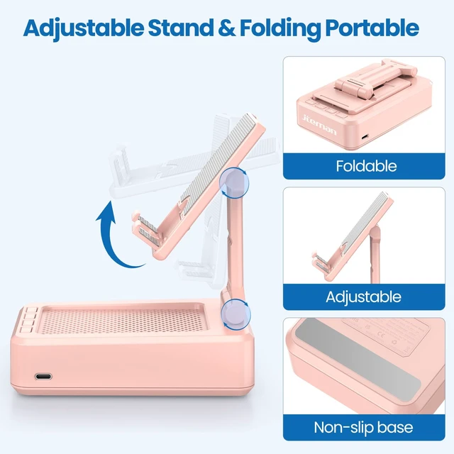 Alt view image 6 of 7 - Bluetooth Speaker with Cell Phone Stand,Gifts for Men Tech Gadgets Big Sound & Clear Bass, Wireless Audio Speaker Stand for iPhone/Android, Foldable Adjustable Phone Holder for Home Office