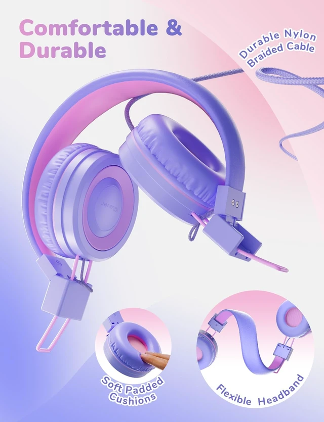 Alt view image 3 of 6 - Kids Wired Headphones Bulk 10-Pack for School K-12 & Teachers, Bending Resistance Durable, 94dBA Safe Volume, Stereo Sound 3.5mm Jack Headphones with Cord for Kids Boys Girls Student/Tablets