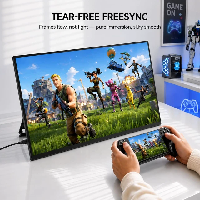 Alt view image 4 of 7 - 18.5" 120Hz Portable Monitor, 125% sRGB Laptop Gaming Display 1080P, HDR, FreeSync, 350 Nits Brightness, VESA Support, Stand Included, USB-C & Mini HDMI Screen for Gaming & Travel