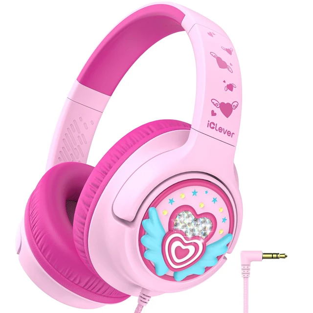 Main image of C371 Kids Headphones with Cord for School Boys Girls Travel Gift SafeSound Tech3.0, Stereo Sound, 3.5mm Jack, Foldable, Durable Headband, Safe Wired Headphones for Kids, Macaron Pink