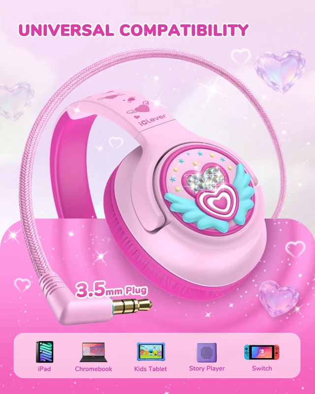 Alt view image 4 of 7 - C371 Kids Headphones with Cord for School Boys Girls Travel Gift SafeSound Tech3.0, Stereo Sound, 3.5mm Jack, Foldable, Durable Headband, Safe Wired Headphones for Kids, Macaron Pink
