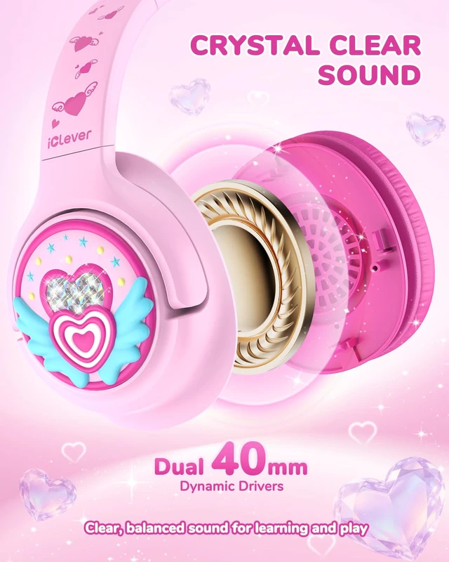Alt view image 6 of 7 - C371 Kids Headphones with Cord for School Boys Girls Travel Gift SafeSound Tech3.0, Stereo Sound, 3.5mm Jack, Foldable, Durable Headband, Safe Wired Headphones for Kids, Macaron Pink