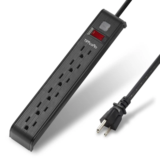 Alt view image 2 of 7 - Power Strip Surge Protector, 4 Feet Extension Cord, 600 Joules Surge Protection, Multiple Protection 6 Outlet Strip, ETL Listed, 2 Packs