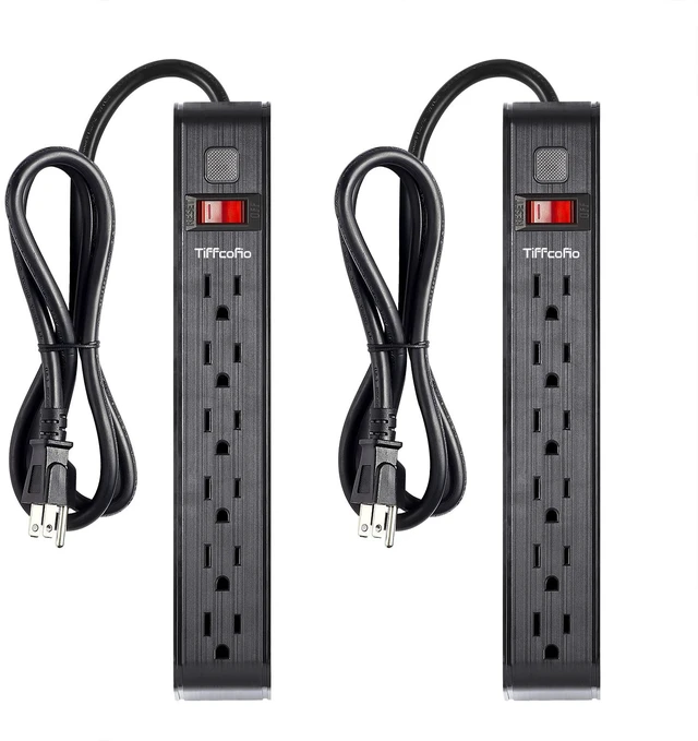 Main image of Power Strip Surge Protector, 4 Feet Extension Cord, 600 Joules Surge Protection, Multiple Protection 6 Outlet Strip, ETL Listed, 2 Packs