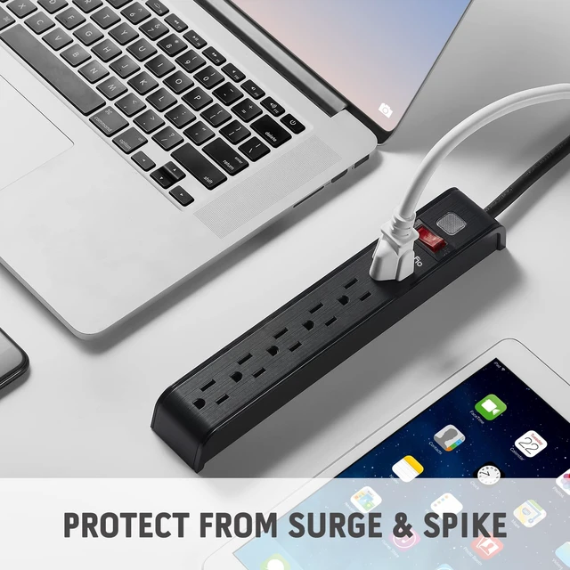 Alt view image 3 of 7 - Power Strip Surge Protector, 4 Feet Extension Cord, 600 Joules Surge Protection, Multiple Protection 6 Outlet Strip, ETL Listed, 2 Packs