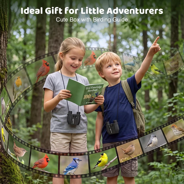 Alt view image 2 of 6 - 10x25 Binoculars for Bird Watching with Bird Guide Book Compact, Lightweight for Adults & Kids; BAK4 FMC Optics; Includes Bird Guide Book; Great Gift For Bird Watching, Travel
