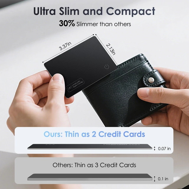 Alt view image 4 of 7 - Wallet Tracker Card 2 Pack - Compatible with Apple Find My iOS Only, Bluetooth Tracker, 0.08in Slim, IP68 Waterproof, Item Locator for Luggage, Passports, Purse, Gift for Men Women