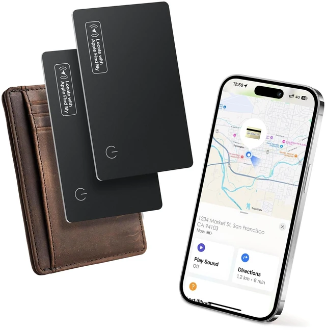 Main image of Wallet Tracker Card 2 Pack - Compatible with Apple Find My iOS Only, Bluetooth Tracker, 0.08in Slim, IP68 Waterproof, Item Locator for Luggage, Passports, Purse, Gift for Men Women