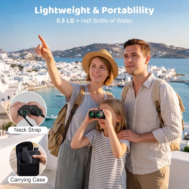 Alt view image 3 of 6 - 10x25 Binoculars for Bird Watching with Bird Guide Book Compact, Lightweight for Adults & Kids; BAK4 FMC Optics; Includes Bird Guide Book; Great Gift For Bird Watching, Travel