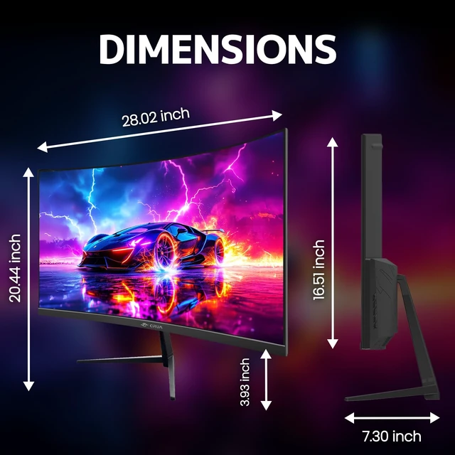 Alt view image 7 of 7 - 32" 2K QHD 165Hz Curved Gaming Monitor, FreeSync, HDMI/DP, Black VA Panel With 120%sRGB Color, Low Blue Light, 1800R Curve and 100 x 100mm Wall Mount For Gaming, Video Editing and Work