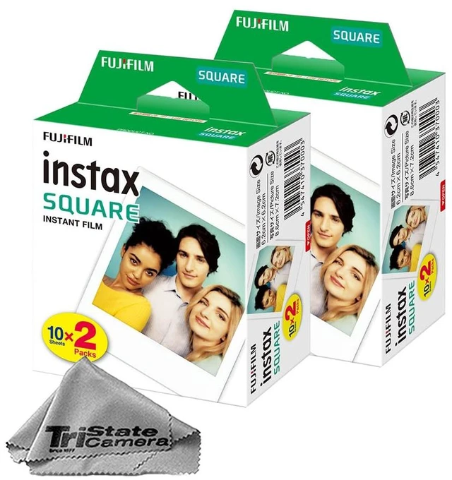 Main image of Instax Square Instant Film (40 Sheets) + TSC Microfiber Cleaning Cloth for SQ1, SQ6, SQ10, SQ20 & Square Link Printers