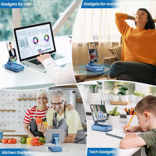 Alt view image 2 of 7 - Bluetooth Speaker with Cell Phone Stand,Big Sound & Clear Bass Foldable Stand & Phone Speaker Amplifier for iPhone/Android, Home Office,Video Calls & Music,Tech Gadgets Gifts for Men Women
