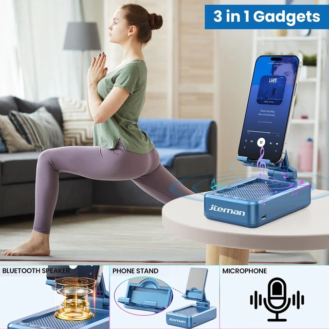 Alt view image 3 of 7 - Bluetooth Speaker with Cell Phone Stand,Big Sound & Clear Bass Foldable Stand & Phone Speaker Amplifier for iPhone/Android, Home Office,Video Calls & Music,Tech Gadgets Gifts for Men Women