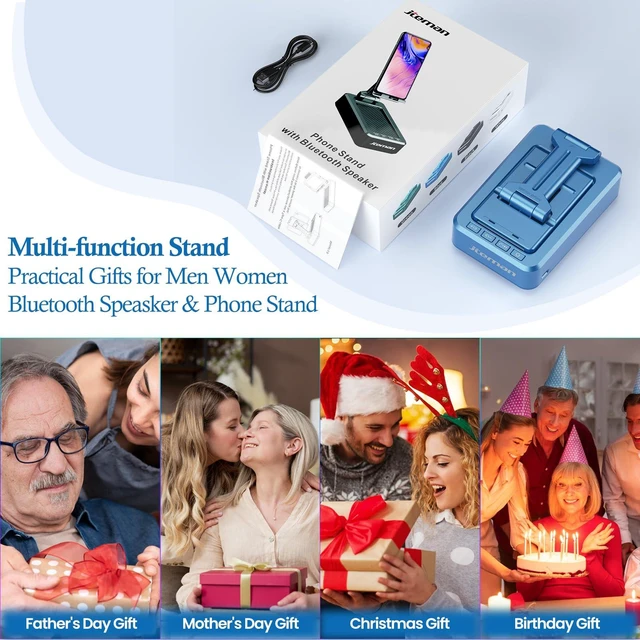 Alt view image 7 of 7 - Bluetooth Speaker with Cell Phone Stand,Big Sound & Clear Bass Foldable Stand & Phone Speaker Amplifier for iPhone/Android, Home Office,Video Calls & Music,Tech Gadgets Gifts for Men Women