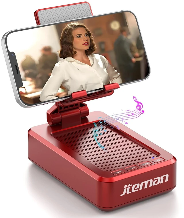 Main image of Bluetooth Speaker with Cell Phone Stand,Gifts for Men Tech Gadgets Big Sound & Clear Bass, Wireless Audio Speaker Stand for iPhone/Android, Foldable Adjustable Phone Holder for Home Office