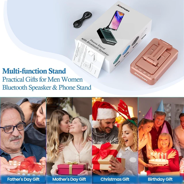 Alt view image 7 of 7 - Bluetooth Speaker with Cell Phone Stand,Gifts for Men Tech Gadgets Big Sound & Clear Bass, Wireless Audio Speaker Stand for iPhone/Android, Foldable Adjustable Phone Holder for Home Office