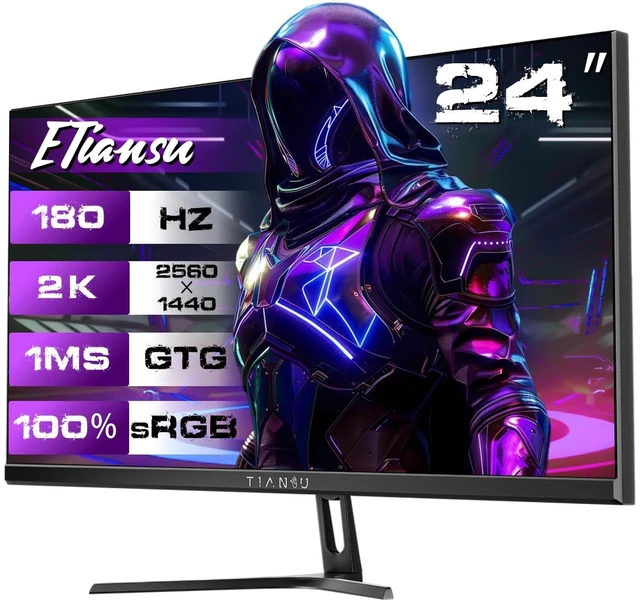 Main image of 24" QHD 180Hz IPS Gaming Monitor,1ms FreeSync,100%sRGB,95%DCI-P3,DP1.4,VESA 1440P 2K HDMI 2.0 Stereo Speakers Eye Saver Mode Competitive-grade refresh for play for Xbox PS5 Switch gaming office