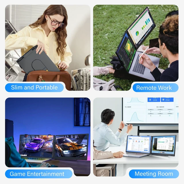 Alt view image 7 of 7 - 14.2" Laptop Screen Extender, Ultra-Thin & Ultra-Portable Dual Portable Monitor with 1080P FHD IPS, USB-C/HDMI Plug-Play Second Monitor fit 13-17'' Laptops (Win/Mac/Chrome/Android)