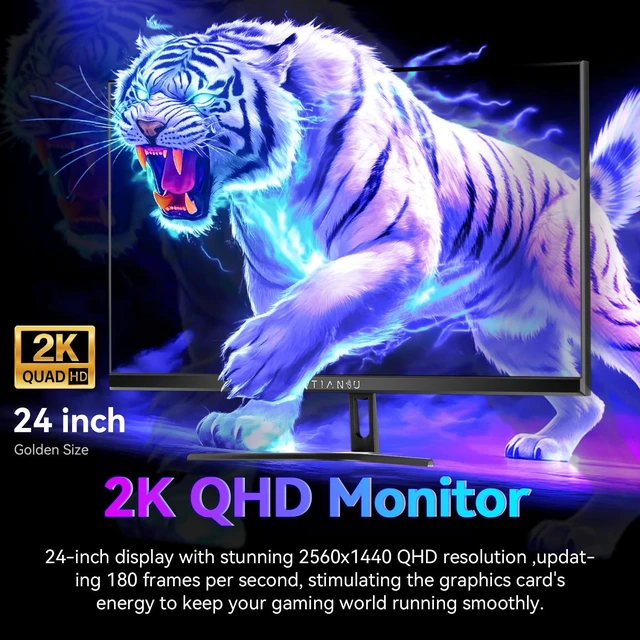 Alt view image 4 of 7 - 24" QHD 180Hz IPS Gaming Monitor,1ms FreeSync,100%sRGB,95%DCI-P3,DP1.4,VESA 1440P 2K HDMI 2.0 Stereo Speakers Eye Saver Mode Competitive-grade refresh for play for Xbox PS5 Switch gaming office