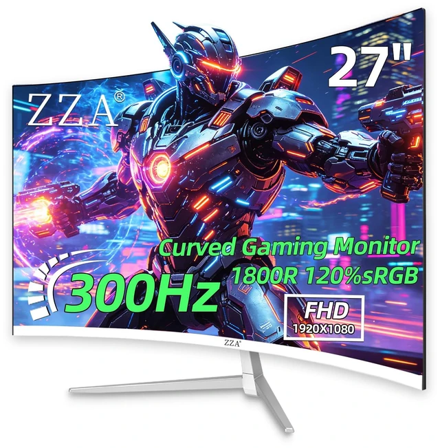 Main image of 27 Inch Curved 300Hz Gaming Monitor White Computer Monitor FHD 1080p, 1800R Curvature VA Panel, Supports AMD FreeSync, HDR10, HDMI and DisplayPort, 120% sRGB Color Gamut, 1ms Response Time