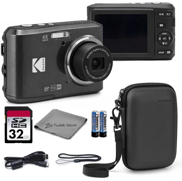 Main image of PIXPRO FZ45 Digital Camera Black, 16MP Point & Shoot with 4X Optical Zoom, 27mm Wide Angle, 2.7 Inch LCD, 1080p Video Bundle with Tudak Compatible Camera Case 32GB SD Card, & Microfiber Cloth