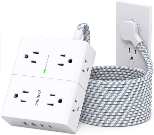 Main image of Extension Cord 10 Ft, Surge Protector Power Strip 10 Ft Long Cord 8 Outlets 4 USB Ports(2 USB C) Flat Plug Power Strip, 10Ft Braided Long Power Strip, Home Office College Dorm Room Essentials