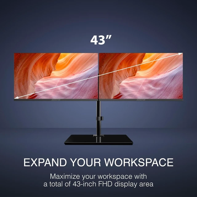 Alt view image 2 of 6 - airFrame Dual Monitor Workstation Two 21.5" Full HD Screens, VESA Mount, 1920x1080, 75Hz, Tilt Adjustable, HDMI/VGA, Slim Bezel Ideal for Home, Office, Productivity & Light Gaming