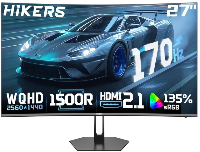 Main image of 27 Inch Curved Monitor 170Hz 144Hz, 2K 1440P Computer Gaming Monitor HDMI 2.1×2 DP 1.4×1, AI CrossHair Fast VA 4000:1 Contrast, for FPS Games and Work (G27H1Q, Includes One HDMI 2.1 Cable)