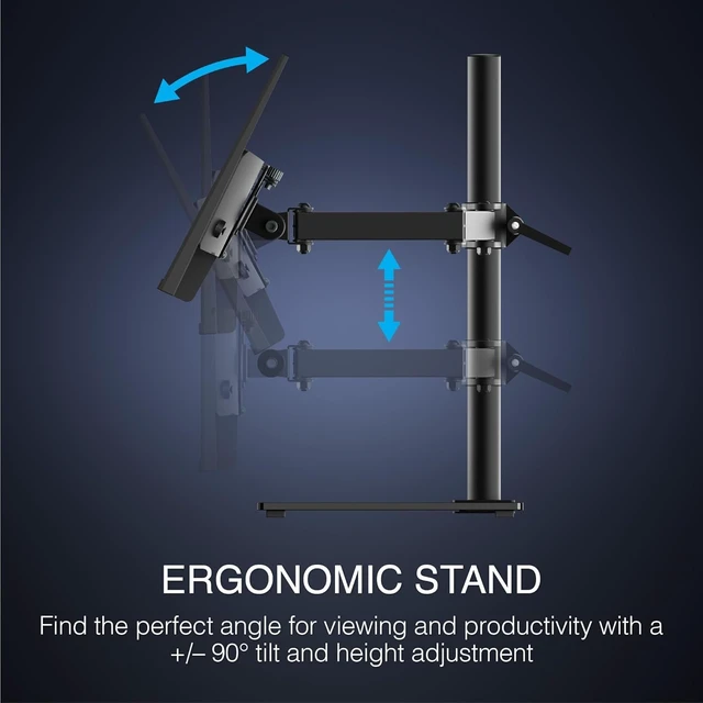 Alt view image 3 of 6 - airFrame Dual Monitor Workstation Two 21.5" Full HD Screens, VESA Mount, 1920x1080, 75Hz, Tilt Adjustable, HDMI/VGA, Slim Bezel Ideal for Home, Office, Productivity & Light Gaming