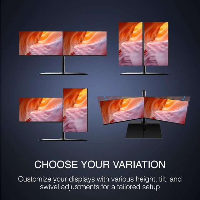 Alt view image 4 of 6 - airFrame Dual Monitor Workstation Two 21.5" Full HD Screens, VESA Mount, 1920x1080, 75Hz, Tilt Adjustable, HDMI/VGA, Slim Bezel Ideal for Home, Office, Productivity & Light Gaming