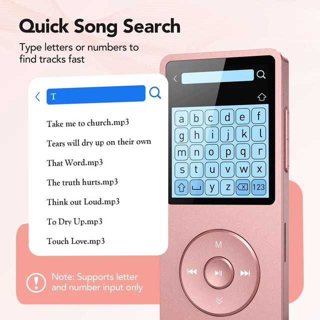 Alt view image 5 of 7 - A02S 16GB MP3 Player, 65 Hours Playback Music Player, Rose Gold Lossless Sound, Supports up to 128GB