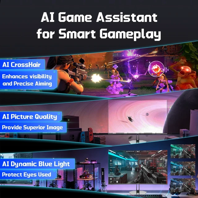 Alt view image 7 of 7 - 27 Inch Curved Monitor 170Hz 144Hz, 2K 1440P Computer Gaming Monitor HDMI 2.1×2 DP 1.4×1, AI CrossHair Fast VA 4000:1 Contrast, for FPS Games and Work (G27H1Q, Includes One HDMI 2.1 Cable)