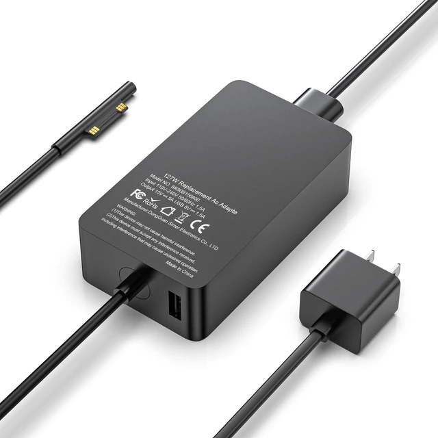 Main image of 127W Surface Book Charger Compatible with Microsoft Surface Book 3 2 1, Surface Pro 10 9, 8, 7+, 7, 6, 5, 4, 3, X, Windows Surface Laptop/Go, Surface Laptop Studio 2, 1 Power Supply Cord