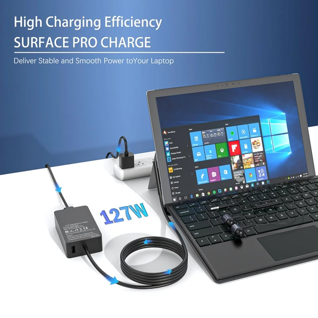 Alt view image 6 of 7 - 127W Surface Book Charger Compatible with Microsoft Surface Book 3 2 1, Surface Pro 10 9, 8, 7+, 7, 6, 5, 4, 3, X, Windows Surface Laptop/Go, Surface Laptop Studio 2, 1 Power Supply Cord