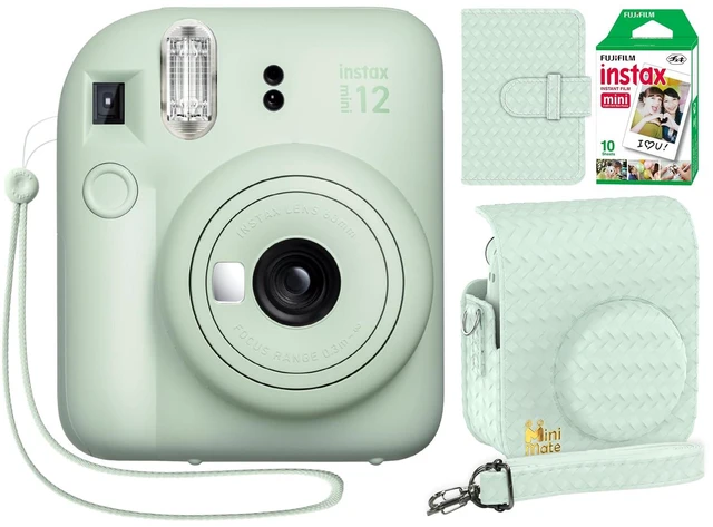 Main image of Instax Mini 12 Instant Camera Mint Green + Minimate Custom Designed Case + Fuji Instax Film 10 Sheets & Photo Album