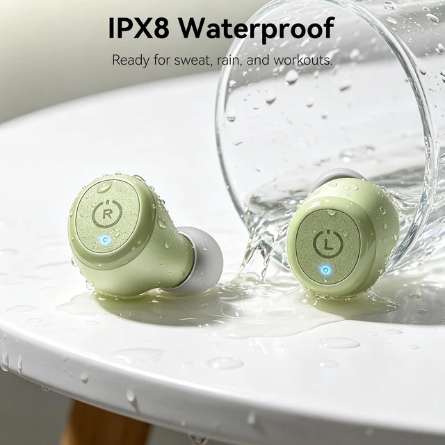Alt view image 5 of 7 - T10 Wireless Earbuds Powerful Bass Stereo Wireless Charging, APP, IPX8 Waterproof, 55H Playtime, Ergonomic Design In Ear buds, App Customize EQ, Bluetooth 5.3 Headphones for Work, Travel, Green
