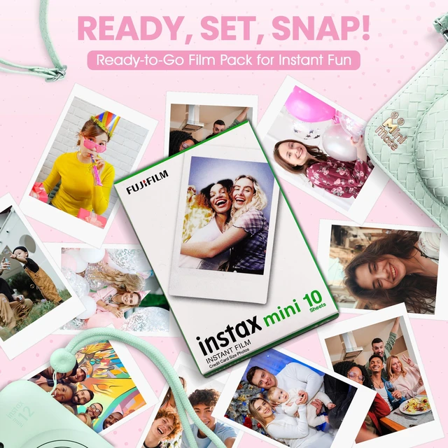 Alt view image 5 of 7 - Instax Mini 12 Instant Camera Mint Green + Minimate Custom Designed Case + Fuji Instax Film 10 Sheets & Photo Album