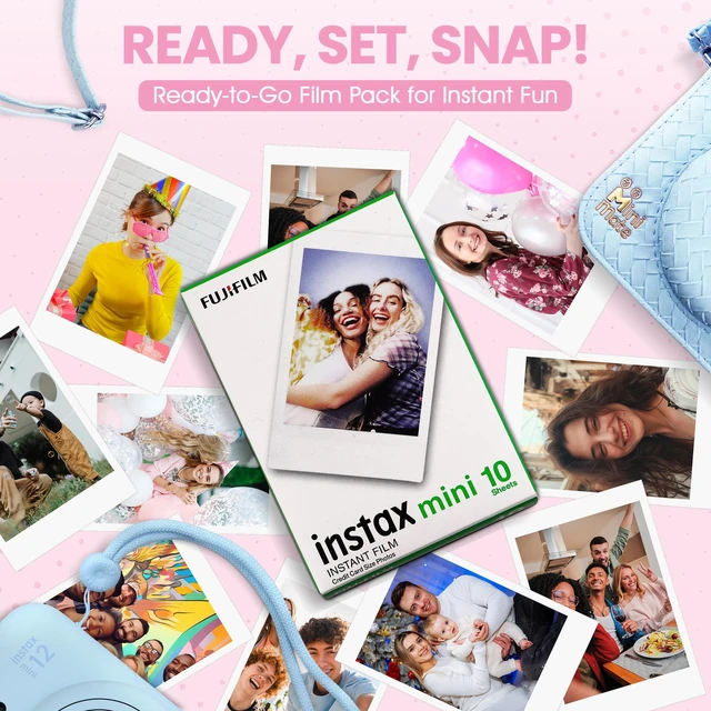 Alt view image 5 of 7 - Instax Mini 12 Instant Camera Pastel Blue + Minimate Custom Designed Case + Fuji Instax Film 10 Sheets & Album