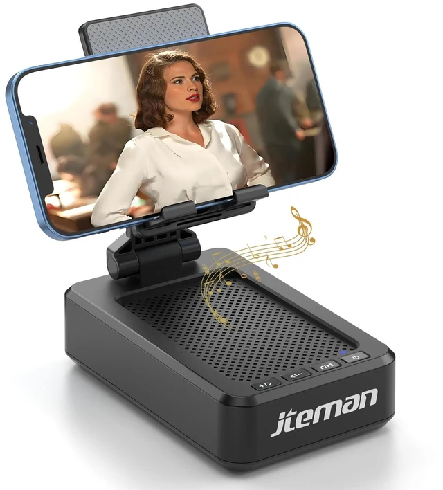 Main image of Cell Phone Stand with Bluetooth Speaker,Birthday Gifts for Men Women Big Sound & Clear Audio,Cool Tech Gadget Wireless Speaker, Unique Ideal Gifts, Foldable Adjustable Phone Stand for Desk