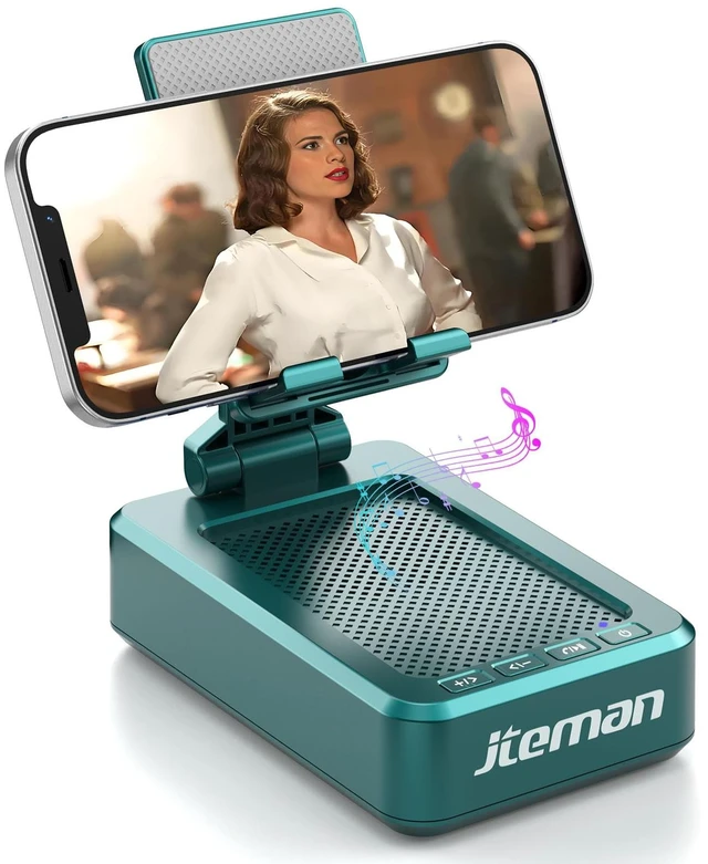 Main image of Bluetooth Speaker with Cellphone Stand,Gifts for Men Tech Gadgets Big Sound & Clear Bass, Wireless Audio Speaker Stand for iPhone/Android, Foldable Adjustable Phone Holder for Home Office