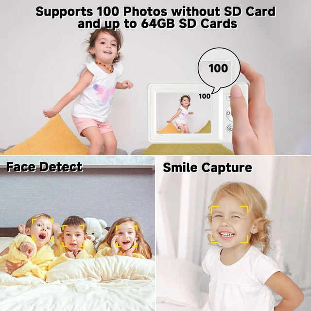 Alt view image 4 of 7 - Digital Camera, 44MP Compact Camera, FHD 1080P Point and Shoot Digital Cameras with 16X Zoom, Face Detect, Smile Capture, Anti Shake, for Boys Girls Teens Gifts (White)