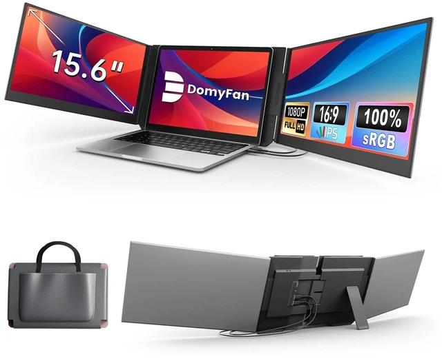 Main image of 15.6" Laptop Screen Extender, Triple Portable Monitor with Ultra-Thin FHD 1080P IPS Display for 13-17" Laptop, Plug & Play via HDMI/USB-A/Type-C, Compatible with Mac/Windows/Android