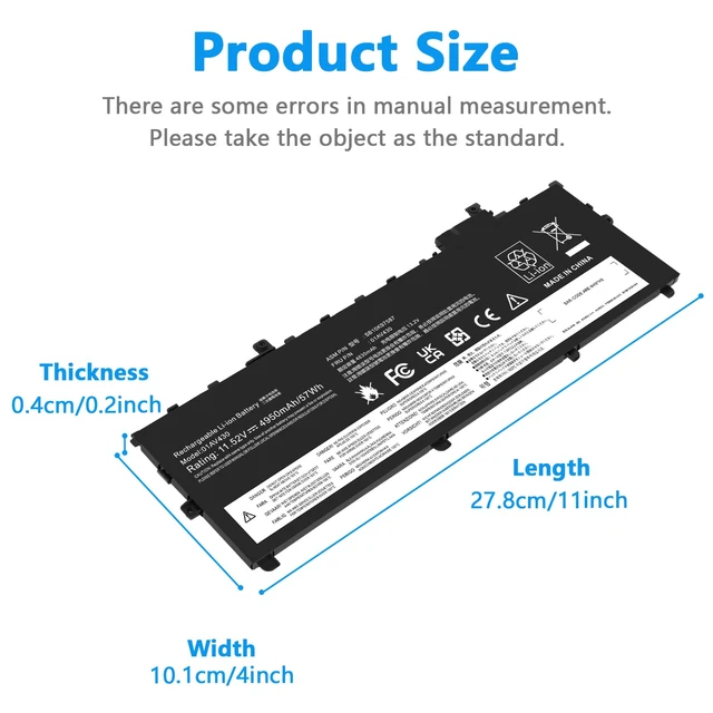 Alt view image 2 of 6 - 01AV430 SB10K97587 Battery Replacement for Lenovo ThinkPad X1 Carbon 5th Gen 2017 6th Gen ThinkPad X1 Carbon 2017/2018 Series 01AV429 SB10K97586 01AV431 SB10K97588 01AV494 SB10K97586