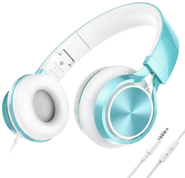 Main image of Kids Headphones for School, Wired with Mic for Teens, Lime Green On-Ear Headsets with Microphone for Chromebook Laptop Computer, Foldable Adjustable Teen Kids, Corded for Classroom Travel