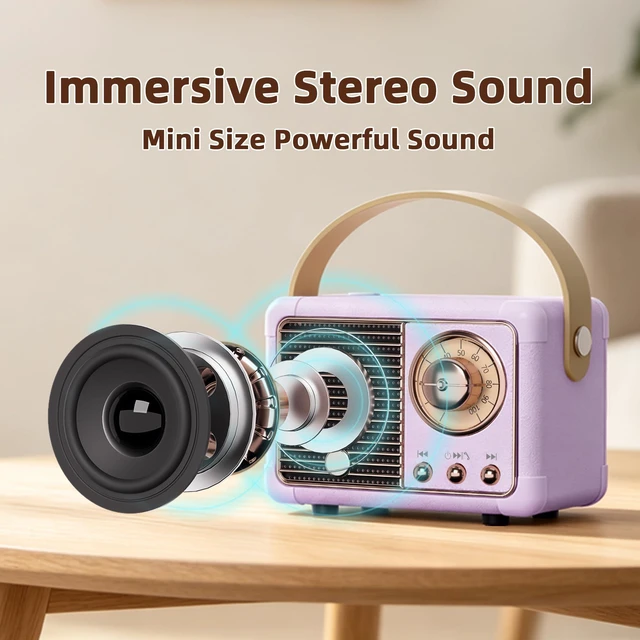 Alt view image 5 of 7 - Retro Bluetooth Speaker, Gifts for Teen Girls Women, Purple Decor Portable Speaker Bluetooth, Birthday Gifts for Girls Women,Purple Desk Accessories, Vintage Decor for Home, Bedroom, Office