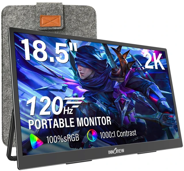 Main image of 2K Portable Monitor for Laptop 18.5" 2560x1440p QHD 120Hz 100% sRGB USB-C Standard HDMI DP Port Gaming Monitor,HDR Travel External Second Screen for Laptop, PC, Game Consoles