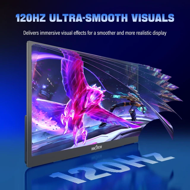 Alt view image 3 of 7 - 2K Portable Monitor for Laptop 18.5" 2560x1440p QHD 120Hz 100% sRGB USB-C Standard HDMI DP Port Gaming Monitor,HDR Travel External Second Screen for Laptop, PC, Game Consoles
