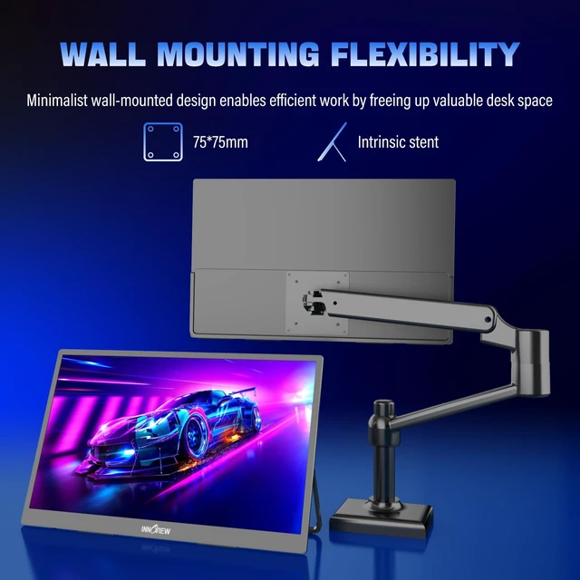 Alt view image 6 of 7 - 2K Portable Monitor for Laptop 18.5" 2560x1440p QHD 120Hz 100% sRGB USB-C Standard HDMI DP Port Gaming Monitor,HDR Travel External Second Screen for Laptop, PC, Game Consoles
