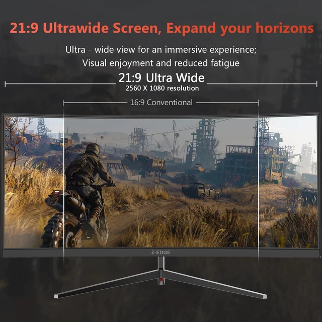 Alt view image 2 of 7 - Z-Edge 30" Curved Gaming Monitor, WFHD1080P 200Hz 165Hz 144Hz, MPRT 1ms 21:9 Aspect Ratio, 1500R Curved, 16.7M Colors, 3000:1 Contrast, UG30 PIP-PBP, 2X DP 1.4 Ports and 2X HDMI 2.0 Port